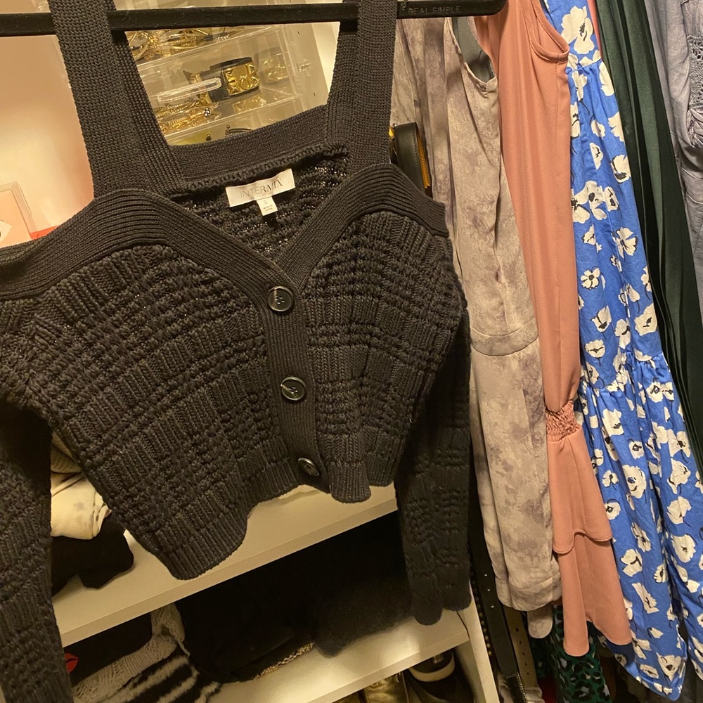 Intermix sweater knit crop top off the shoulder